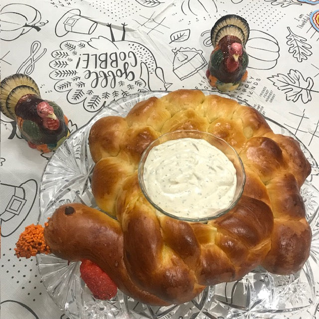 Thanksgiving Series Classes: Turkey Shaped Centerpiece, Candied Pecan and Cranberry Babka, Challah Stuffing and Stuffing Muffins, and Sweet Potato Pie  🦃