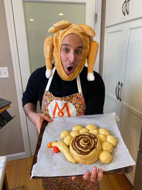Thanksgiving Series Classes: Turkey Shaped Centerpiece, Candied Pecan and Cranberry Babka, Challah Stuffing and Stuffing Muffins, and Sweet Potato Pie  🦃